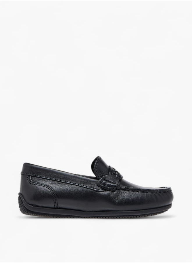 Boys Textured Slip-On Loafers