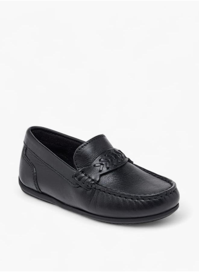 Boys Textured Slip-On Loafers