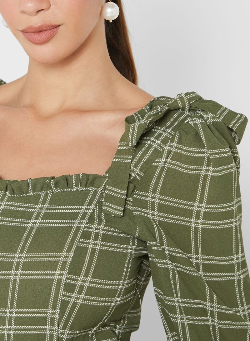 Fashionable Casual Jumpsuit Green/Beige