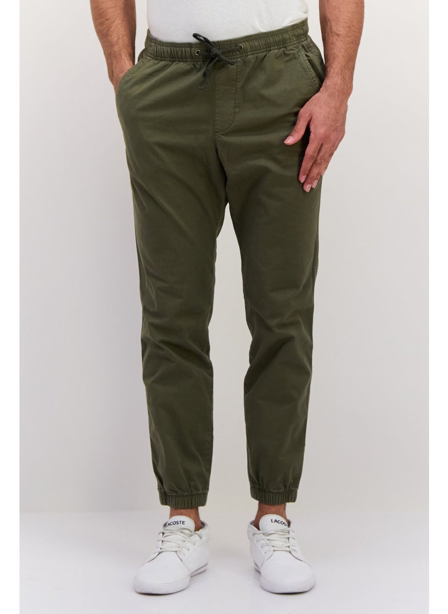 Men Regular Fit Solid Jogger Pants, Olive