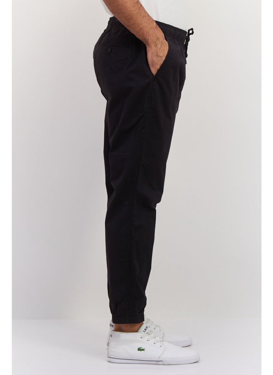 Men Regular Fit Plain Jogger Pants, Black