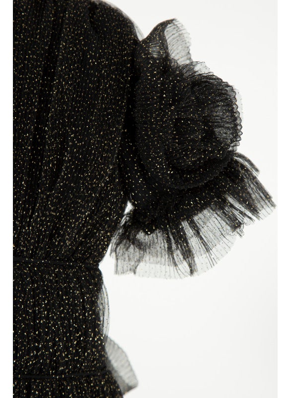 Frilled Embellished Tulle Frock