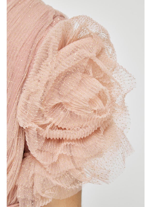 Frilled Embellished Tulle Frock