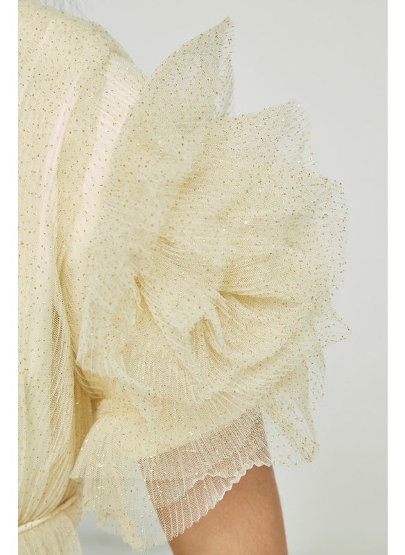 Ruffled Sleeve Maxi Dress