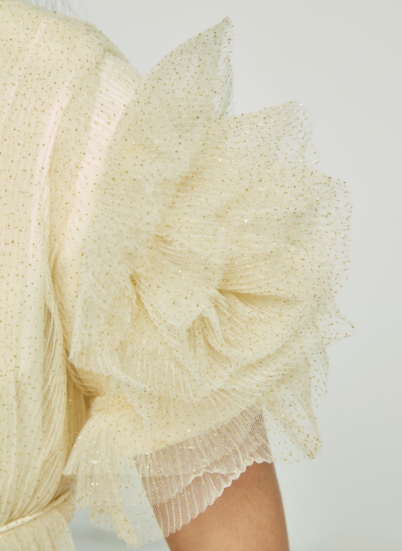 Ruffled Sleeve Maxi Dress