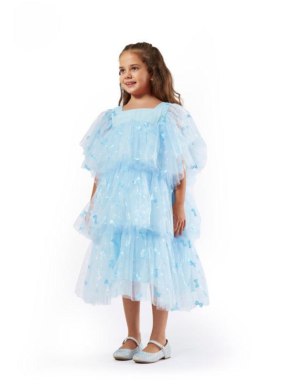 Layered Design Tulle Long Frock