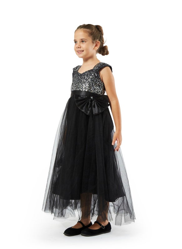 Sequins Long Frock With Tulle Flare