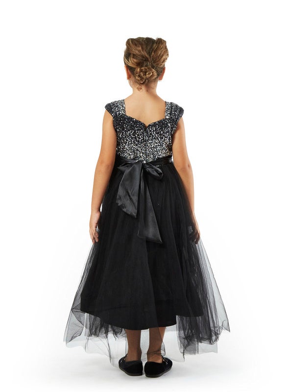 Sequins Long Frock With Tulle Flare