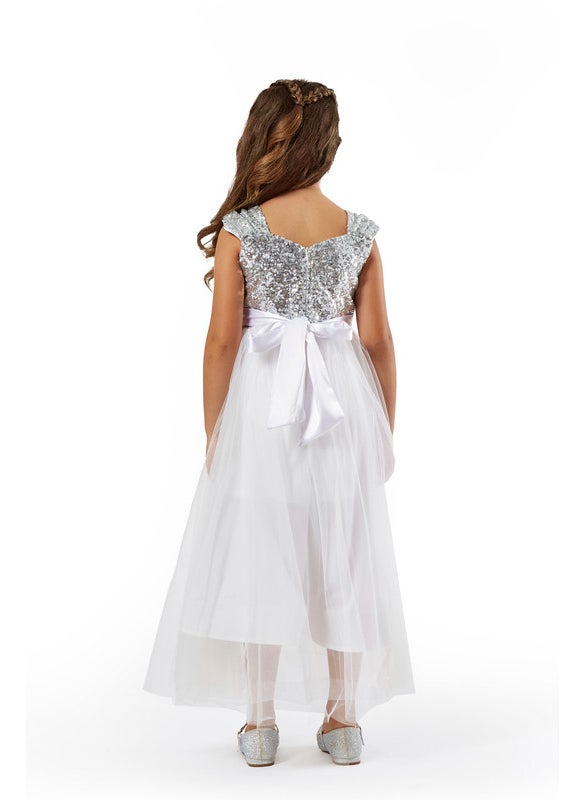 Sequins Long Frock With Tulle Flare