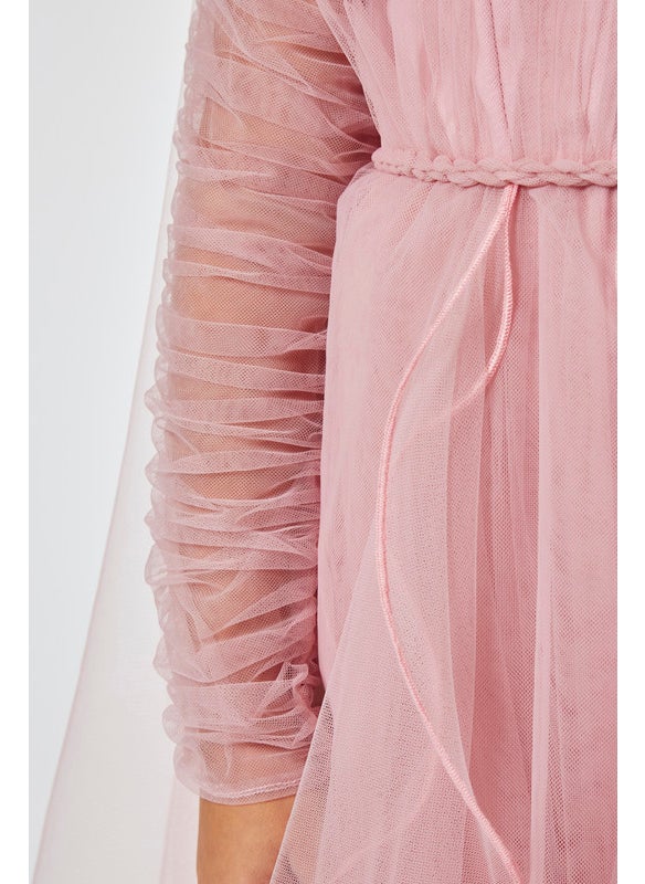 Ruffled Tulle Long Frock