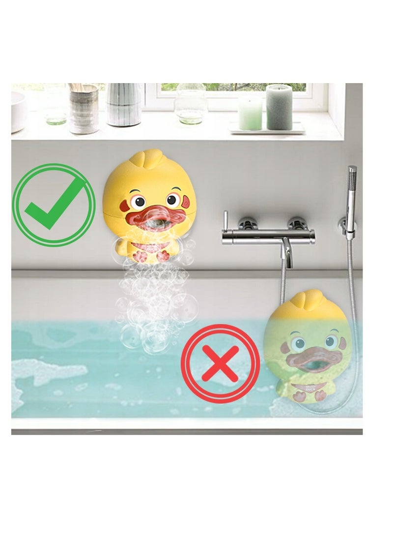 Bath Toy Bubble Maker, Electric Duckling Bathtub Bubble Machine Cartoon Duck Bubble Blower Tub Bubble Maker Big Face Duck Bath Toy with Music and 3 Suction Cup 1PCS-Yellow Duck