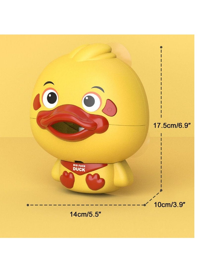 Bath Toy Bubble Maker, Electric Duckling Bathtub Bubble Machine Cartoon Duck Bubble Blower Tub Bubble Maker Big Face Duck Bath Toy with Music and 3 Suction Cup 1PCS-Yellow Duck