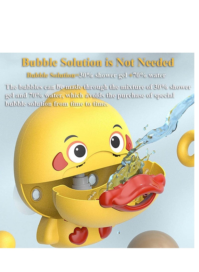 Bath Toy Bubble Maker, Electric Duckling Bathtub Bubble Machine Cartoon Duck Bubble Blower Tub Bubble Maker Big Face Duck Bath Toy with Music and 3 Suction Cup 1PCS-Yellow Duck