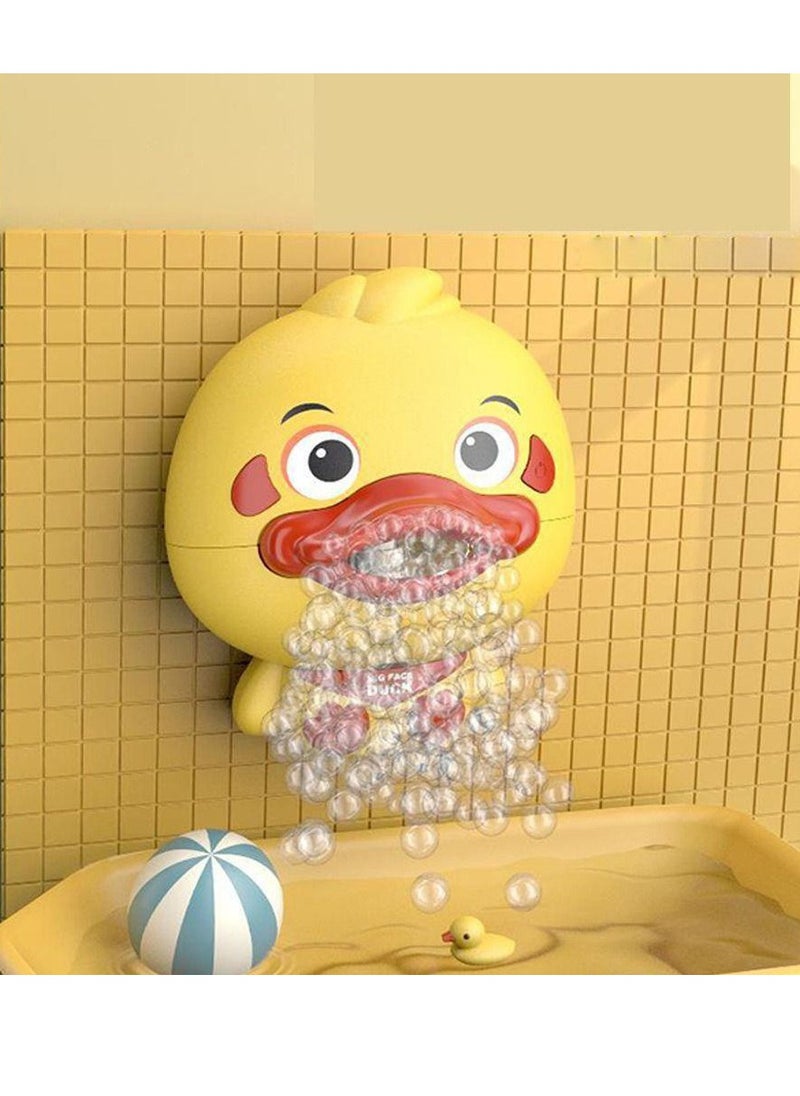 Bath Toy Bubble Maker, Electric Duckling Bathtub Bubble Machine Cartoon Duck Bubble Blower Tub Bubble Maker Big Face Duck Bath Toy with Music and 3 Suction Cup 1PCS-Yellow Duck