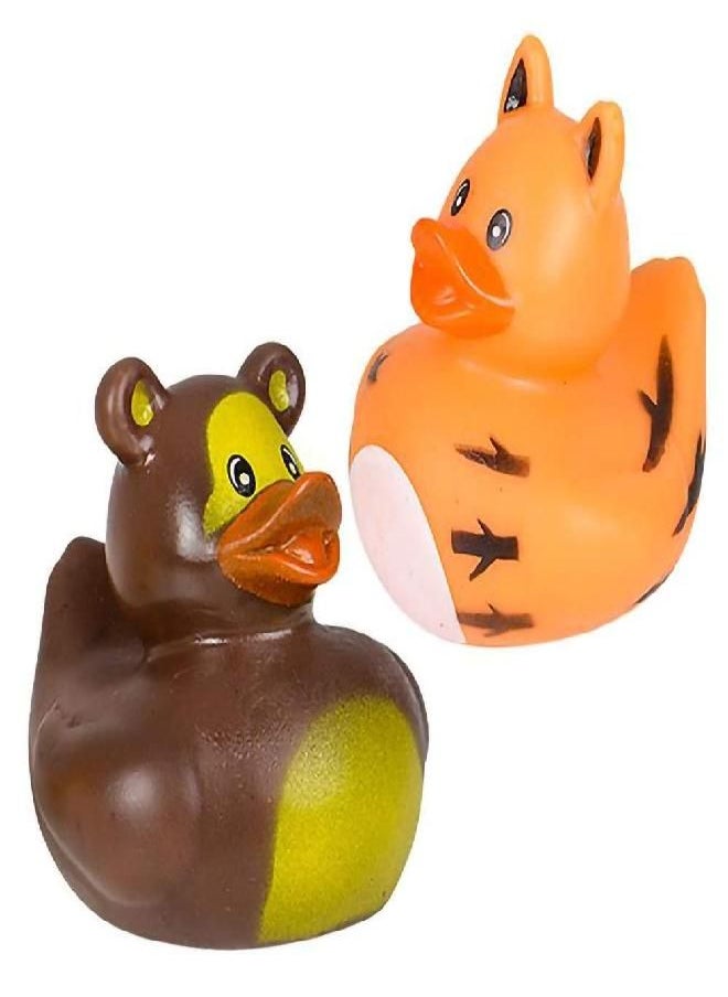 Animal Safari Zoo Rubber Duck Toy Duckies for Kids, Bath Birthday Baby Showers Classroom Summer Beach and Pool Activity Party Favors, 2