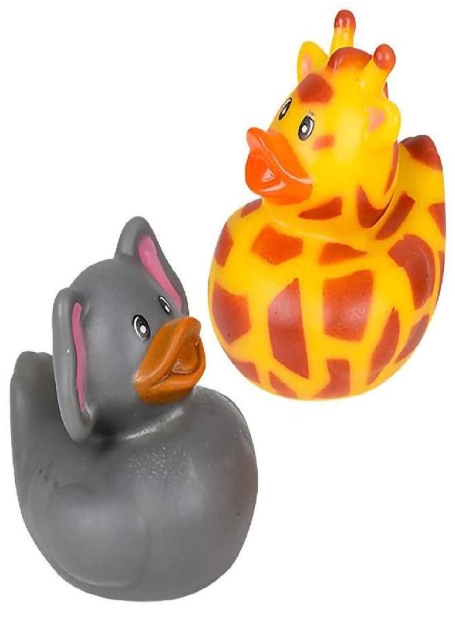 Animal Safari Zoo Rubber Duck Toy Duckies for Kids, Bath Birthday Baby Showers Classroom Summer Beach and Pool Activity Party Favors, 2