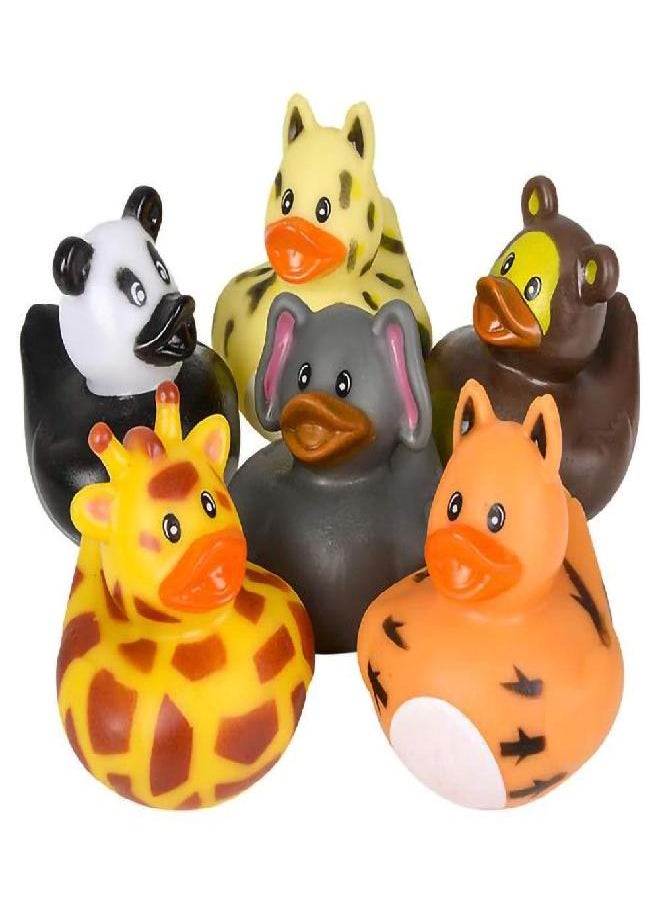 Animal Safari Zoo Rubber Duck Toy Duckies for Kids, Bath Birthday Baby Showers Classroom Summer Beach and Pool Activity Party Favors, 2