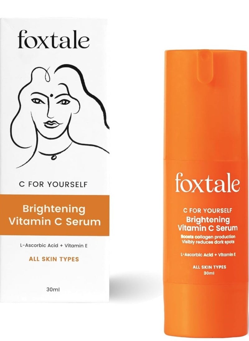 Foxtale 15% Vitamin C Face Serum for Glowing Skin   Pure L Ascorbic Acid and Vitamin E   Brightening Serum for Dark Spots Dull Skin Uneven Skin Tone All Skin Types  30 ml