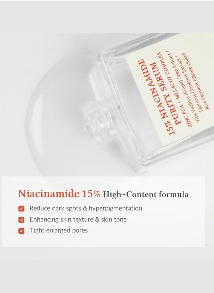 Dr. Althea 15% Niacinamide Purity Serum – Brightening & Oil-Control Serum, 30ml – Reduces Dark Spots & Minimizes Pores