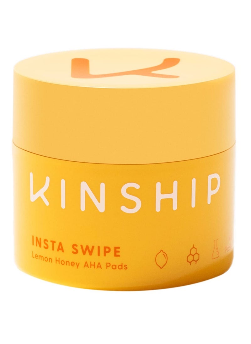 Kinship Insta Swipe AHA Exfoliating Pads - Lemon Honey Glycolic Acid Face Exfoliant - Brighten, Smooth + Clear Clogged Pores - Resurfacing Treatment Facial Wipes - Tone Blemish Prone Skin (45 Count)