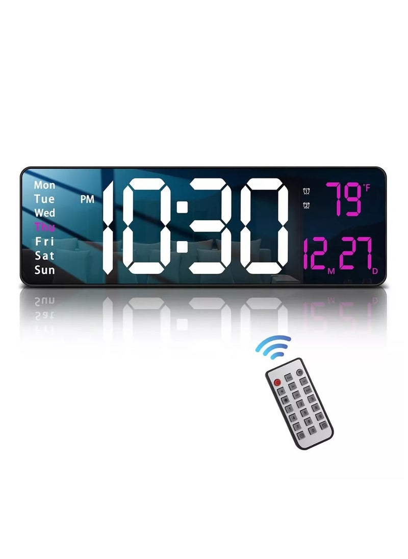 Digital Wall Clock 16.2 Inch Large Display With Remote Control For Living Room Decor, Big Clock with Date Week Temperature