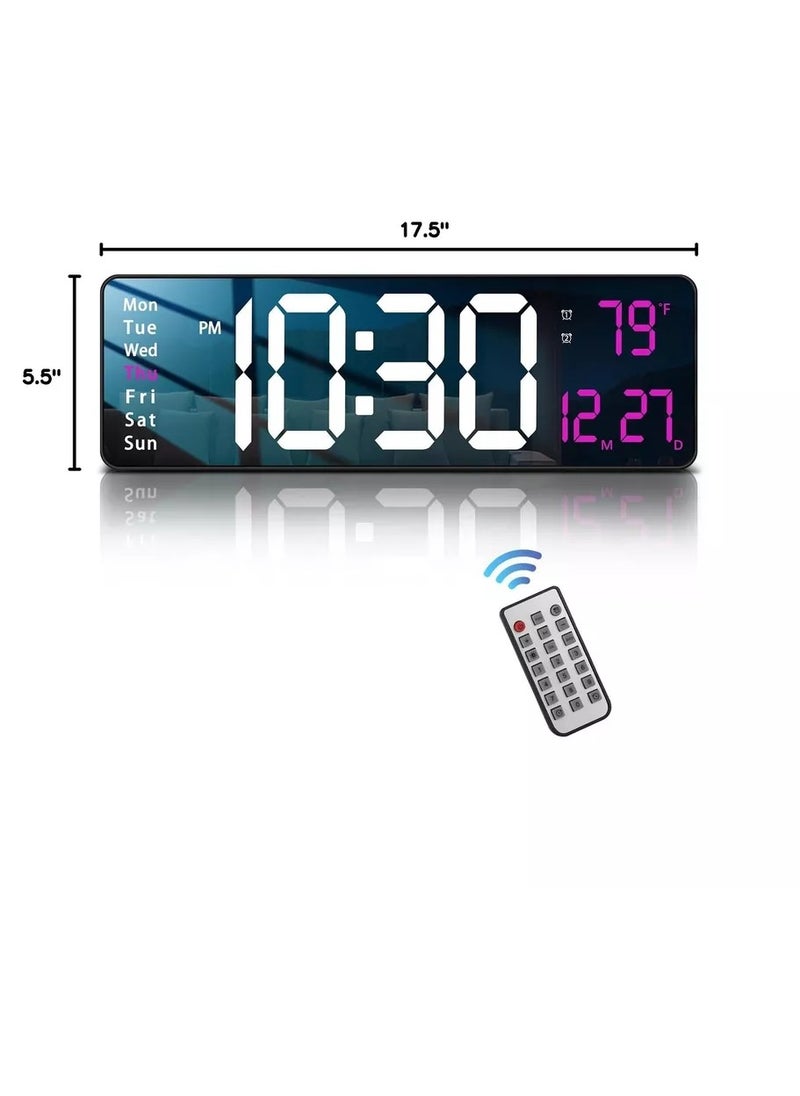 Digital Wall Clock 16.2 Inch Large Display With Remote Control For Living Room Decor, Big Clock with Date Week Temperature