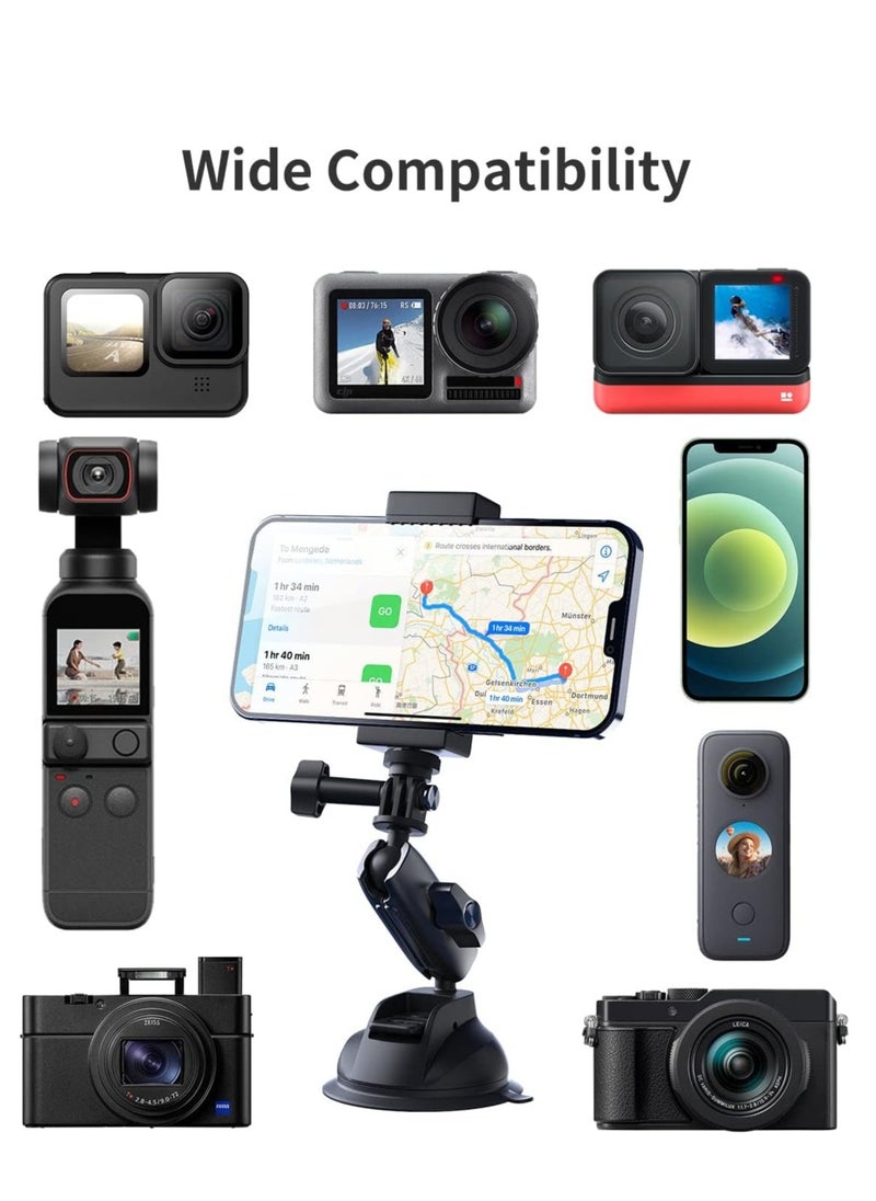 TELESIN Action Camera Universal Suction Cup Mount 360 Degree Rotatable for GoPro, Insta360, DJI Osmo Action, Osmo Pocket and Mobile Phone