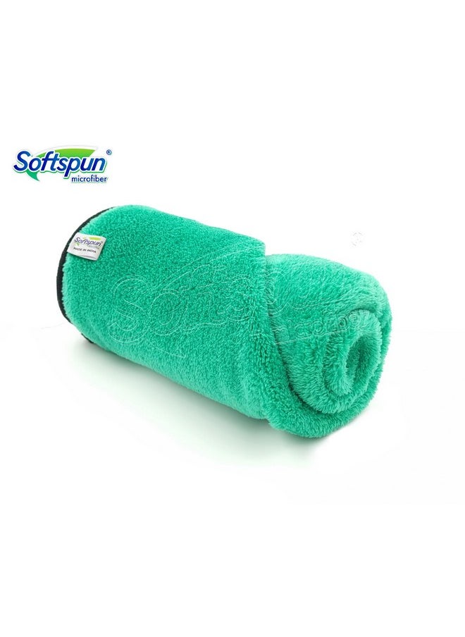 SOFTSPUN Microfiber Face & Hand Towel 2 pc 40X60cm Parrot Green ! Ultra Absorbent Super Soft & Lightweight Quick Drying for Men & Women Daily Use Unisex.