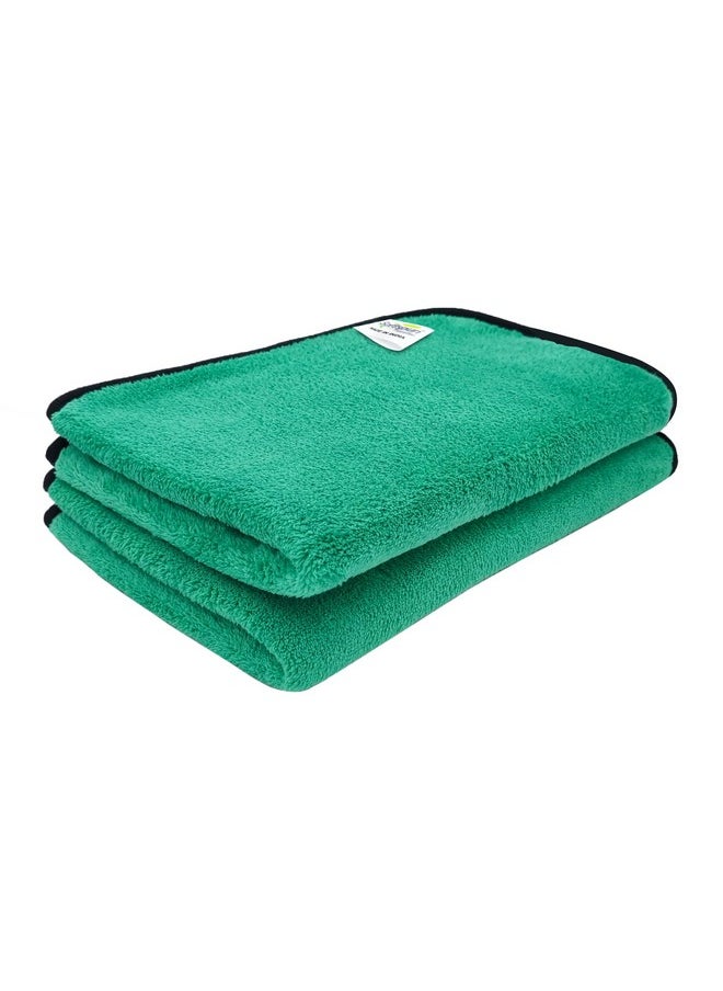 SOFTSPUN Microfiber Face & Hand Towel 2 pc 40X60cm Parrot Green ! Ultra Absorbent Super Soft & Lightweight Quick Drying for Men & Women Daily Use Unisex.
