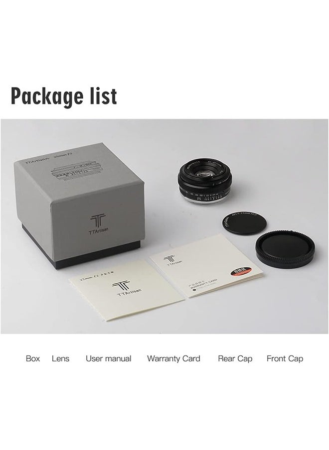 TTArtisan APS-C 25mm F2 Metal Bodied Mirrorless Camera Lens Compatiable with Z Mount Z5 Z6 Z7 Z6II Z7II ZFC Z30 Z50 Z9