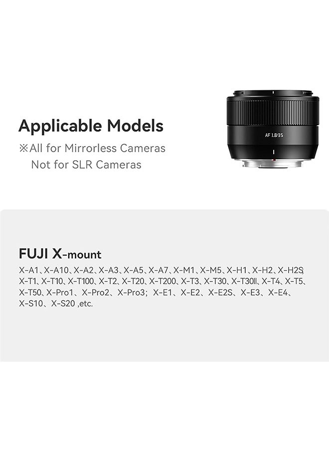 TTArtisan Auto Focus 35mm F1.8 Mark II APS-C Lens, 35mm F/1.8 AF Portrait Lenses for Fuji X-A2 X-A5 X-A7 X-H1 X-T100 X-T20 X-T3 X-T30 X-T30II X-T4 XT-50 X-Pro3 X-E3 X-E4 X-S10 X-M1 X-M5