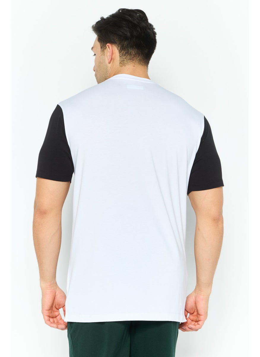 Men Crew Neck Short Sleeve Brand Logo T Shirt, White