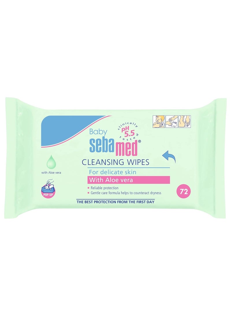 Baby Cleansing Wet Wipes With Aloe Vera 72 Pieces Pack