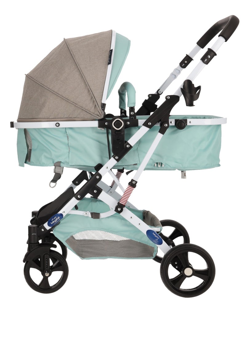 Premium Luxury Foldable Baby Stroller |Adjustable 6 Reclining Positions, Safety Harness, UV Protection Canopy, Compact Design | Lightweight & Portable Travel Pram for Newborns & Toddlers (0-4 Years) MINT/GRAY