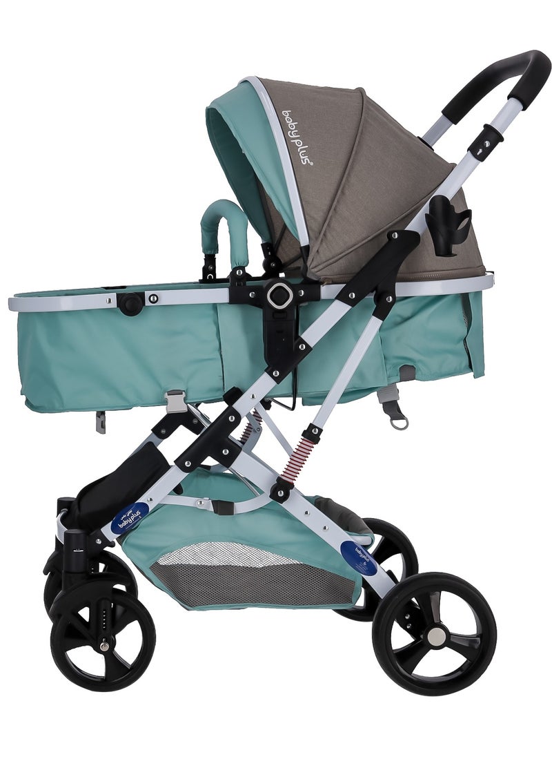 Premium Luxury Foldable Baby Stroller |Adjustable 6 Reclining Positions, Safety Harness, UV Protection Canopy, Compact Design | Lightweight & Portable Travel Pram for Newborns & Toddlers (0-4 Years) MINT/GRAY