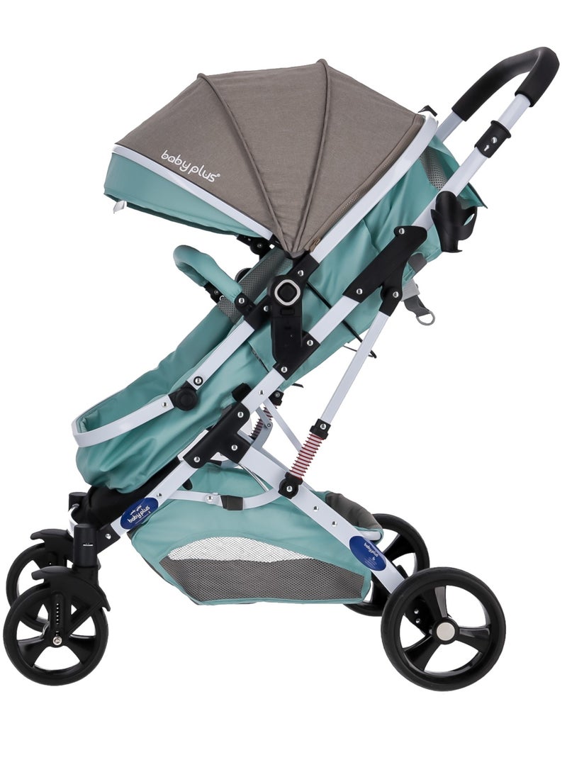 Premium Luxury Foldable Baby Stroller |Adjustable 6 Reclining Positions, Safety Harness, UV Protection Canopy, Compact Design | Lightweight & Portable Travel Pram for Newborns & Toddlers (0-4 Years) MINT/GRAY