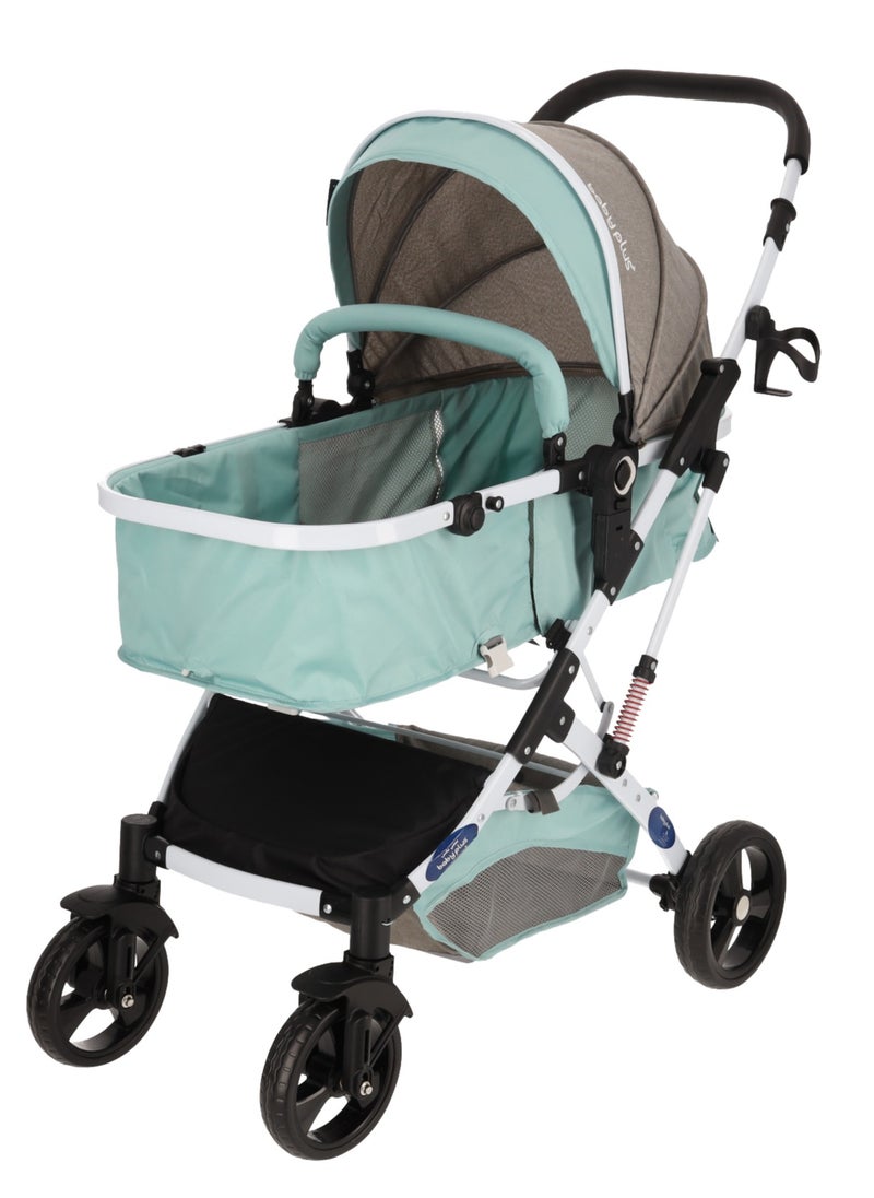 Premium Luxury Foldable Baby Stroller |Adjustable 6 Reclining Positions, Safety Harness, UV Protection Canopy, Compact Design | Lightweight & Portable Travel Pram for Newborns & Toddlers (0-4 Years) MINT/GRAY