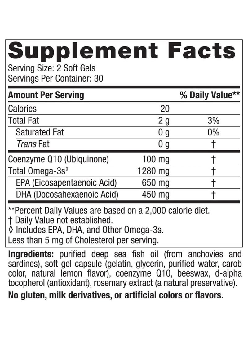 Ultimate Omega Purified Fish Oil Plus Coq10 1000 Mg. 60