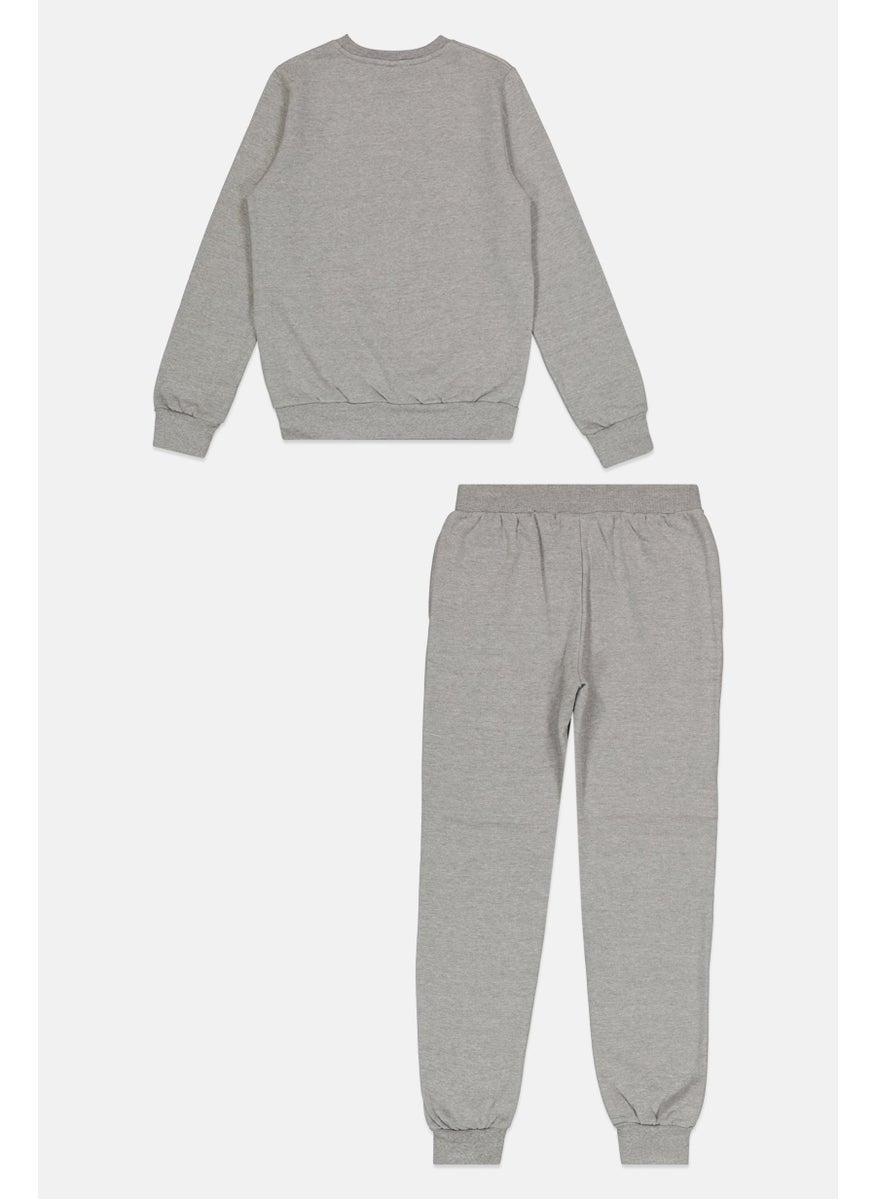 Kids Boy 2 Piece Long Sleeves Outdoor Sweatshirt And Pants Set, Grey