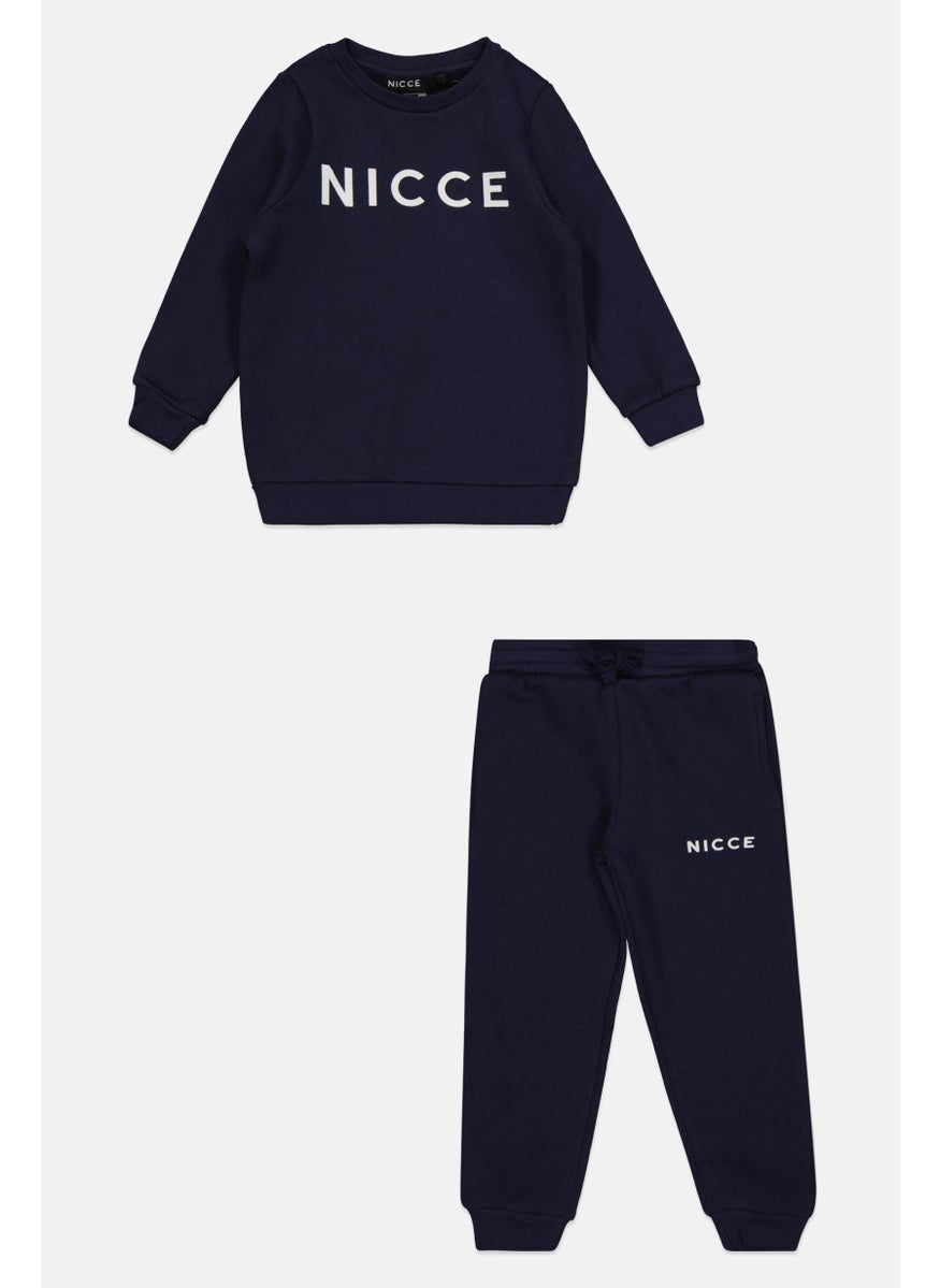 Toddlers Boy 2 Pcs Brand Logo Hoodies And Jogger Pants, Navy
