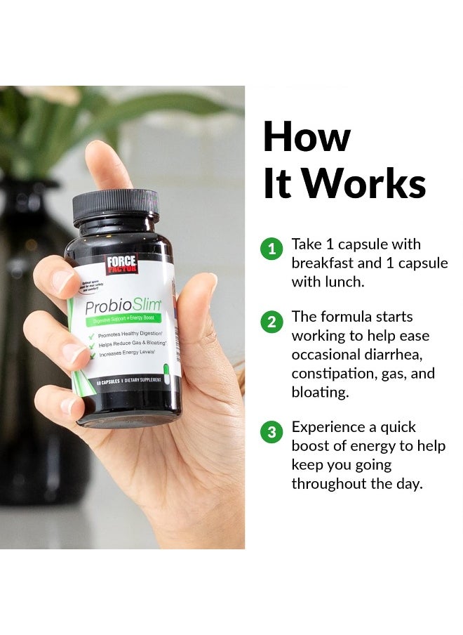 Force Factor ProbioSlim Probiotic Supplement for Women and Men with Probiotics and Green Tea Extract, Reduce Gas, Bloating, Constipation, Support Digestive and Gut Health, 120 Capsules (Twin Pack)