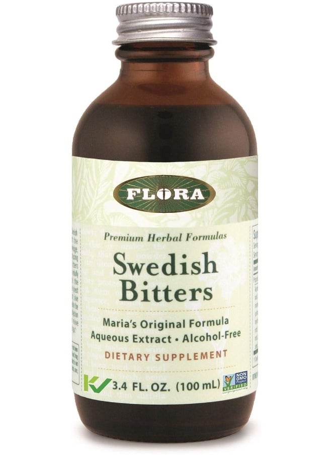 FLORA - Swedish Bitters, Digestive Herbs, Alcohol-Free, 3.4 Fl Oz