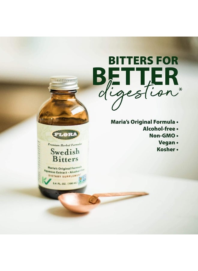 FLORA - Swedish Bitters, Digestive Herbs, Alcohol-Free, 3.4 Fl Oz