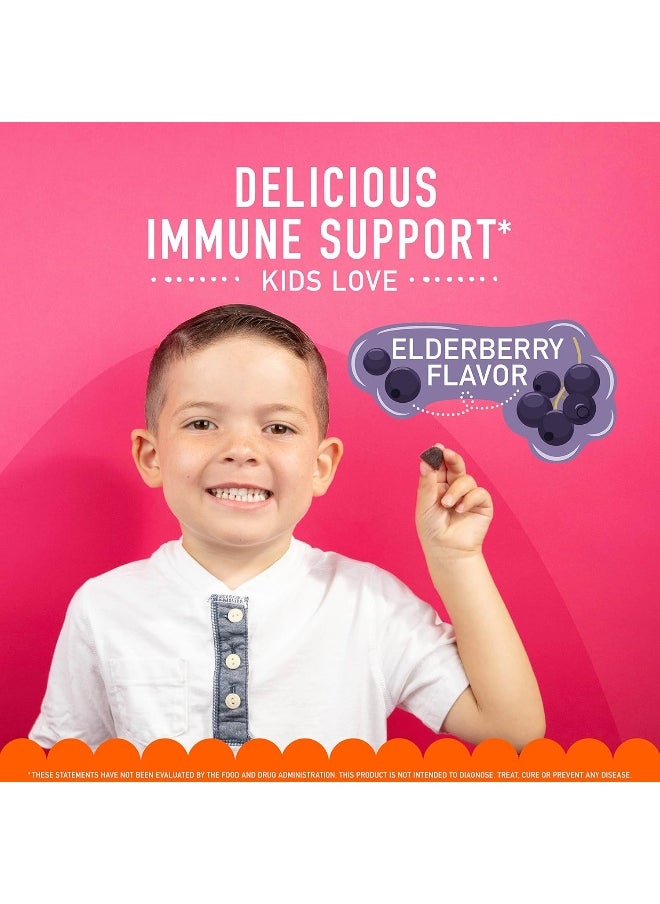 Airborne KIDS Elderberry + Zinc & Vitamin C Gummies, Kids Immune Support with Powerful Antioxidants Vit D & E - 50 gummies, Elderberry Flavor