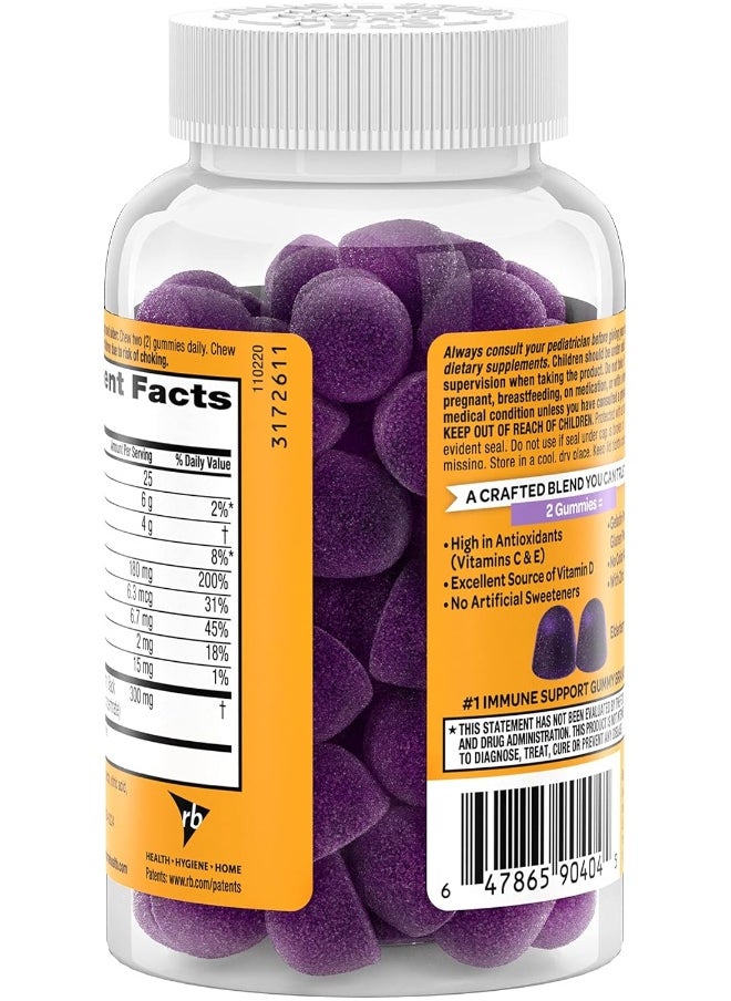 Airborne KIDS Elderberry + Zinc & Vitamin C Gummies, Kids Immune Support with Powerful Antioxidants Vit D & E - 50 gummies, Elderberry Flavor