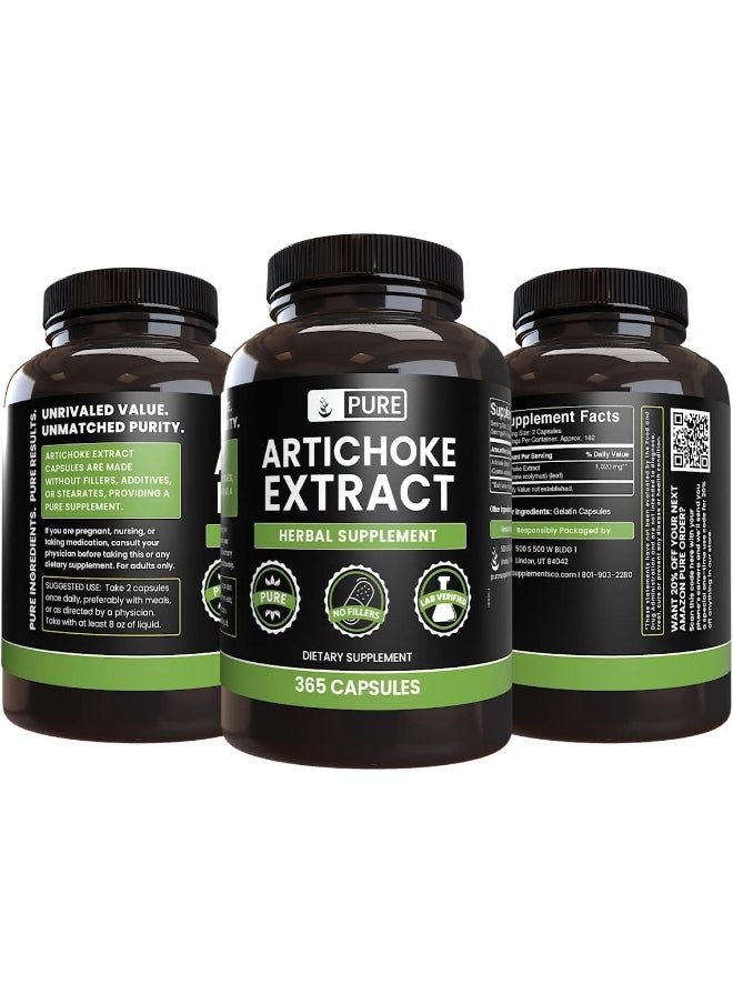 PURE ORIGINAL INGREDIENTS Artichoke Extract (365 Capsules) Digestion Support, Cholesterol Balance