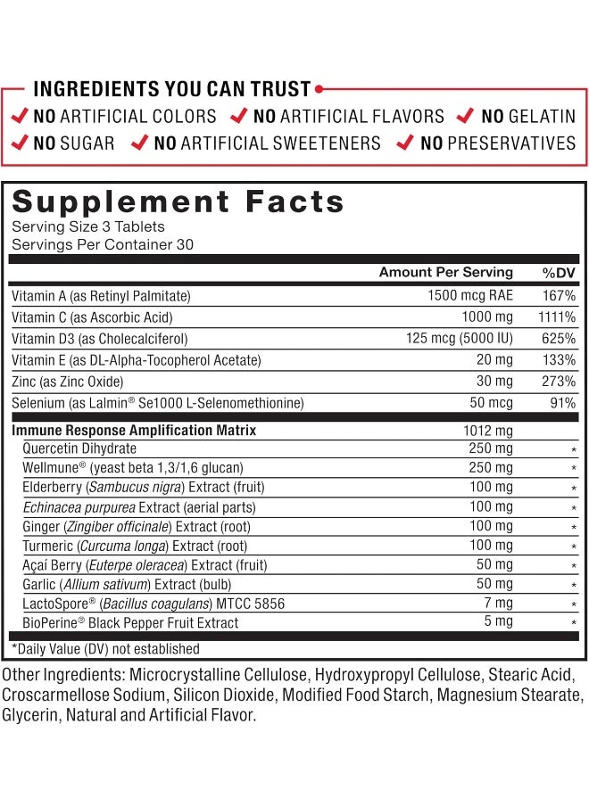 Force Factor Immunity, Immune Support Booster with Elderberry and 1000mg of Vitamin C, Plus Vitamin D, Zinc, Probiotics, Quercetin, Antioxidants, and Echinacea for Immune Health Defense, 90 Tablets