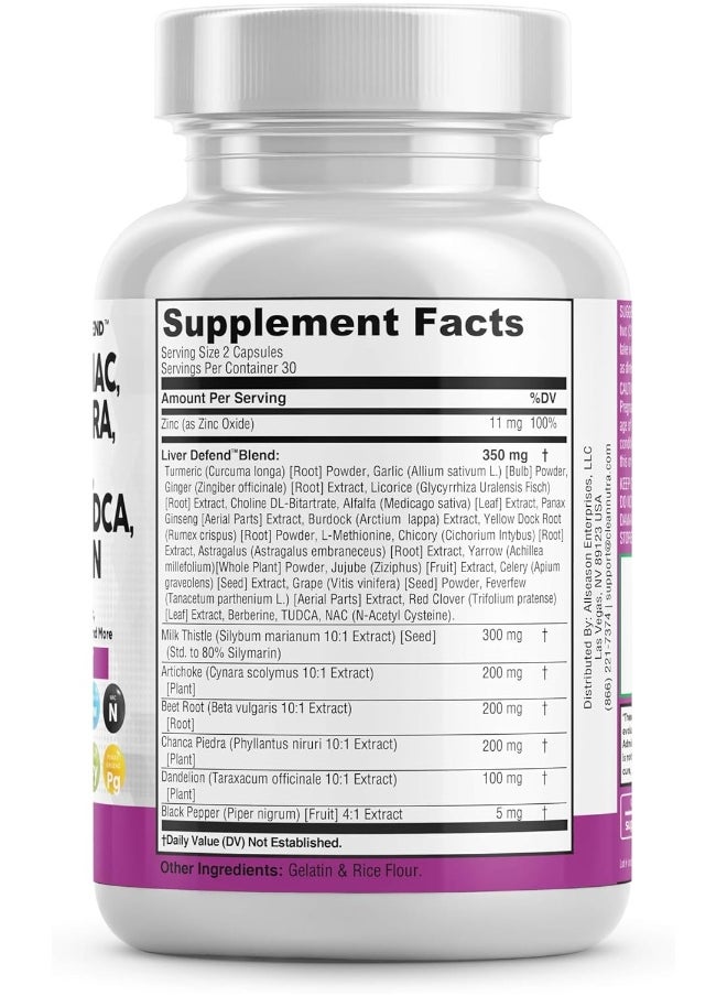 Milk Thistle 3000mg NAC Chanca Piedra 2000mg Beet Root 2000mg Artichoke 2000mg Dandelion Root 1000mg - Liver Cleanse Detox & Repair Supplement Plus TUDCA Choline and Ginger - Made in USA 60 Caps