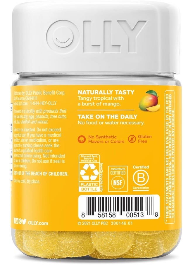 OLLY Probiotic Gummy, Immune and Digestive Support, 1 Billion CFUs, Chewable Probiotic Supplement, Mango, 25 Day Supply - 50 Count