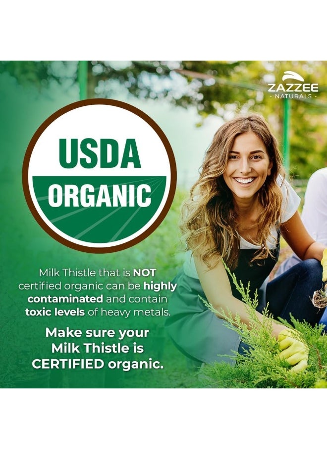 Zazzee Organic Milk Thistle Extract Capsules (120 Pieces, 7500mg)